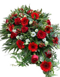 Red Roses and Gerbera Funeral Spray - Flowers Box London