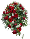 Red Roses and Gerbera Funeral Spray - Flowers Box London