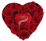 Red Roses Box with Lindt Lindor Love Heart - Flowers Box London