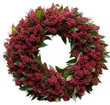 Red Skimmia Holiday Wreath - Flowers Box London