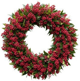 Red Skimmia Holiday Wreath - Flowers Box London
