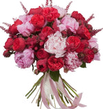 Red Spray Roses & Pink Peonies Bouquet - Flowers Box London