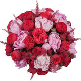 Red Spray Roses & Pink Peonies Bouquet - Flowers Box London
