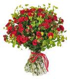 Red Spray Roses with Buphleurum Bouquet - Flowers Box London