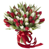 Red & White Tulips Bouquet - Flowers Box London