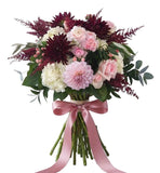 Romantic Bouquet of Burgundy Dahlia and Roses - Flowers Box London