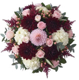 Romantic Bouquet of Burgundy Dahlia and Roses - Flowers Box London