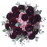 Romantic Burgundy Dahlias with Pink Hydrangeas Bouquet - Flowers Box London