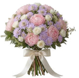 Romantic Peonies with Roses and Scabiosa Bouquet - Flowers Box London