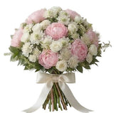 Romantic Peonies with Roses and Scabiosa Bouquet - Flowers Box London