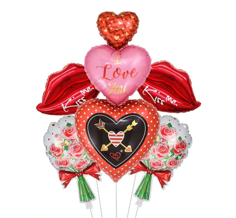 Romantic Valentine's Balloons Helium Bouquet