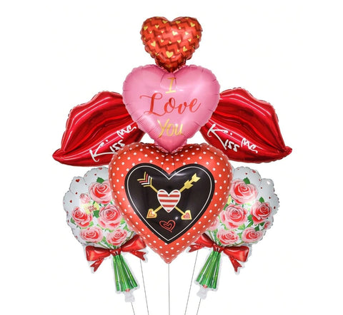 Romantic Valentine's Balloons Helium Bouquet - Flowers Box London