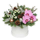 Rose Gold Baubles with Phalaenopsis Orchids Exclusive Box - Flowers Box London