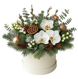 Rose Gold Baubles with Phalaenopsis Orchids Exclusive Box - Flowers Box London