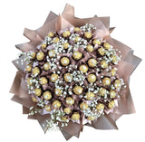 Rose Gold Chocolate Box with Gypsophila - Flowers Box London
