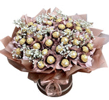 Rose Gold Chocolate Box with Gypsophila - Flowers Box London
