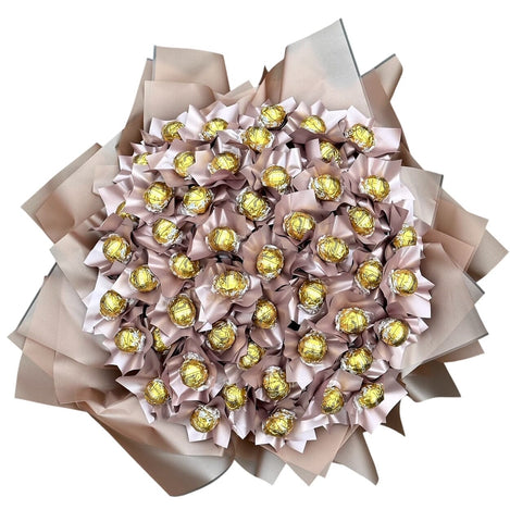 Rose Gold Wrapped Lindt Lindor Truffles Chocolate Bouquet - Flowers Box London