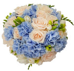 Roses and Blue Hydrangea Bouquet - Flowers Box London