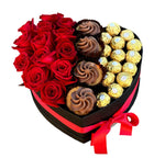 Roses and Sweets in a Box - Flowers Box London