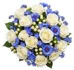 Roses with Cornflowers and Forget Me Not Bouquet - Flowers Box London