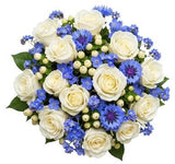 Roses with Cornflowers and Forget Me Not Bouquet - Flowers Box London