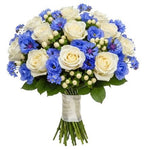 Roses with Cornflowers and Forget Me Not Bouquet - Flowers Box London