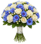 Roses with Cornflowers and Forget Me Not Bouquet - Flowers Box London