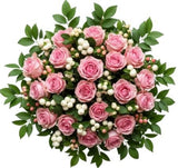 Roses with White Snowberry Bouquet - Flowers Box London