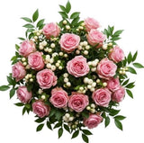 Roses with White Snowberry Bouquet - Flowers Box London