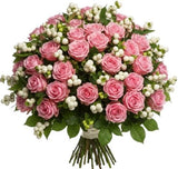 Roses with White Snowberry Bouquet - Flowers Box London