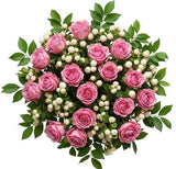 Roses with White Snowberry Bouquet - Flowers Box London