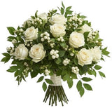 Roses with White Snowberry Bouquet - Flowers Box London