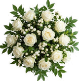 Roses with White Snowberry Bouquet