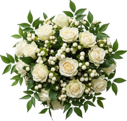 Roses with White Snowberry Bouquet