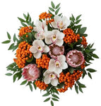 Rowan Glow and Protea Luxury Bouquet - Flowers Box London