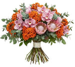 Rowan Glow and Protea Luxury Bouquet - Flowers Box London