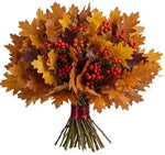 Rustic Bouquet of Oak Leaves and Rose Hips Berries - Flowers Box London