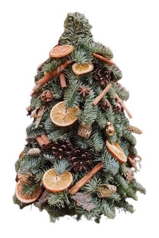 Rustic Charm Festive Tree Arrangement: Adorned with Natural Dried Decorations - Flowers Box London