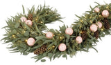 Rustic Eucalyptus Garland with Pink Baubles and Lights - Flowers Box London