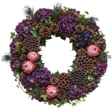 Rustic Purple Hydrangea and Protea Door Wreath - Flowers Box London