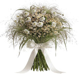 Scabiosa with Tanacetum in Panicum Grass Bouquet - Flowers Box London