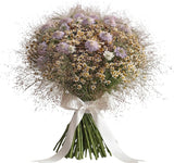 Scabiosa with Tanacetum in Panicum Grass Bouquet - Flowers Box London