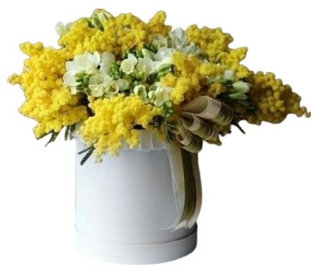 Scented Box of Mimosa and Freesias - Flowers Box London