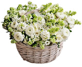 Scented Lilac and Freesias with Ranunculus Basket - Flowers Box London