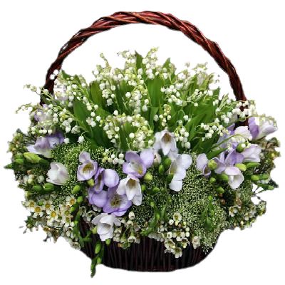 Scented Lily of the Valley and Freesias in Basket