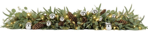 Silver Baubles and Pine Cones Christmas Eucalyptus Garland - Flowers Box London
