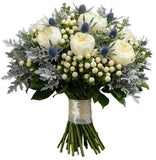 Silver Mist and Garden Roses Luxury Bouquet - Flowers Box London