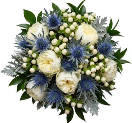 Silver Mist and Garden Roses Luxury Bouquet - Flowers Box London