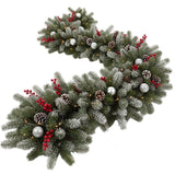 Snowing Fresh Spruce Garland with Silver Baubles - Flowers Box London