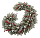 Snowing Fresh Spruce Garland with Silver Baubles - Flowers Box London